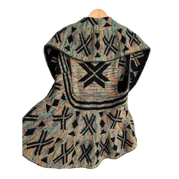 John Paul Richard Aztec pattern style multi color blue orange shawl vest M - Picture 2 of 8